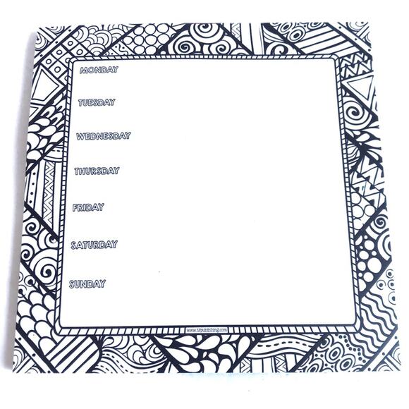 Weekly Calendar Square Paper Pad Black White Print - Picture 1 of 8